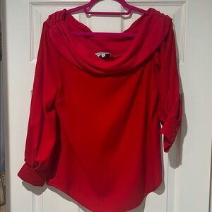 Tuckernuck Vibrant Red Cowl Neck Top